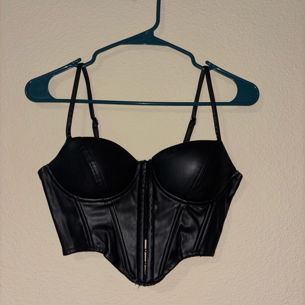 Windsor Black Faux Leather Crop Top